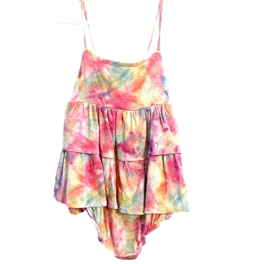 Posh Peanut Pastel Watercolor 2 Tiered Spaghetti Strap Bamboo Onesie Size 18/24M
